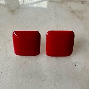 1980s vintage clip on earrings | Red Vintage clip on earrings